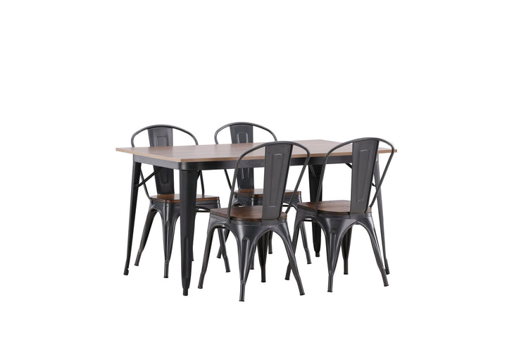 Venture Home Tempe Dining Table - Black / Walnut MDF +Tempe Dining Chair - Dark grey / Dark Brown MDF _4