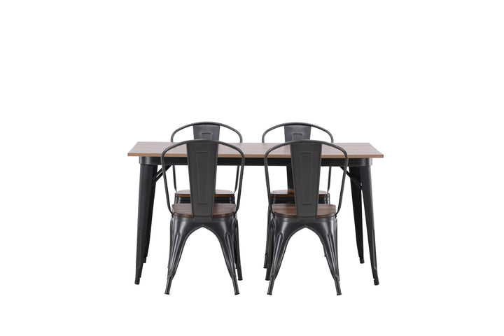 Venture Home Tempe Dining Table - Black / Walnut MDF +Tempe Dining Chair - Dark grey / Dark Brown MDF _4