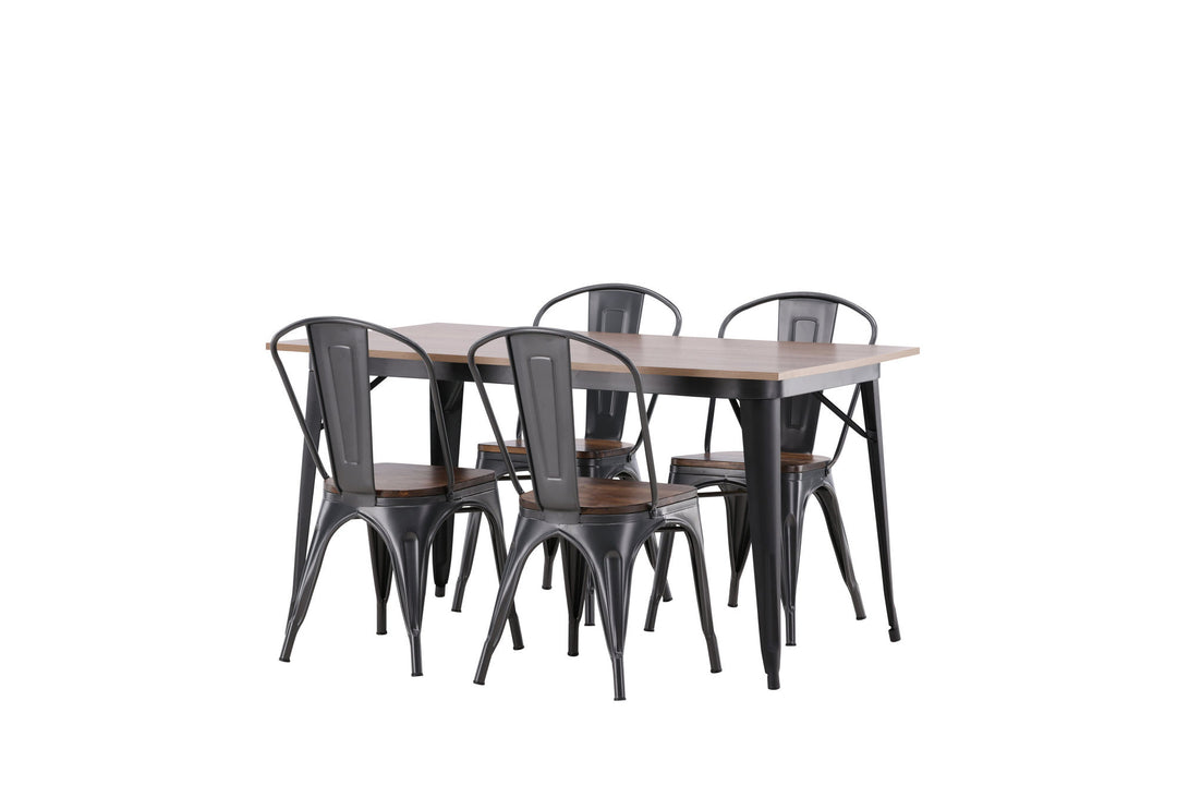 Venture Home Tempe Dining Table - Black / Walnut MDF +Tempe Dining Chair - Dark grey / Dark Brown MDF _4