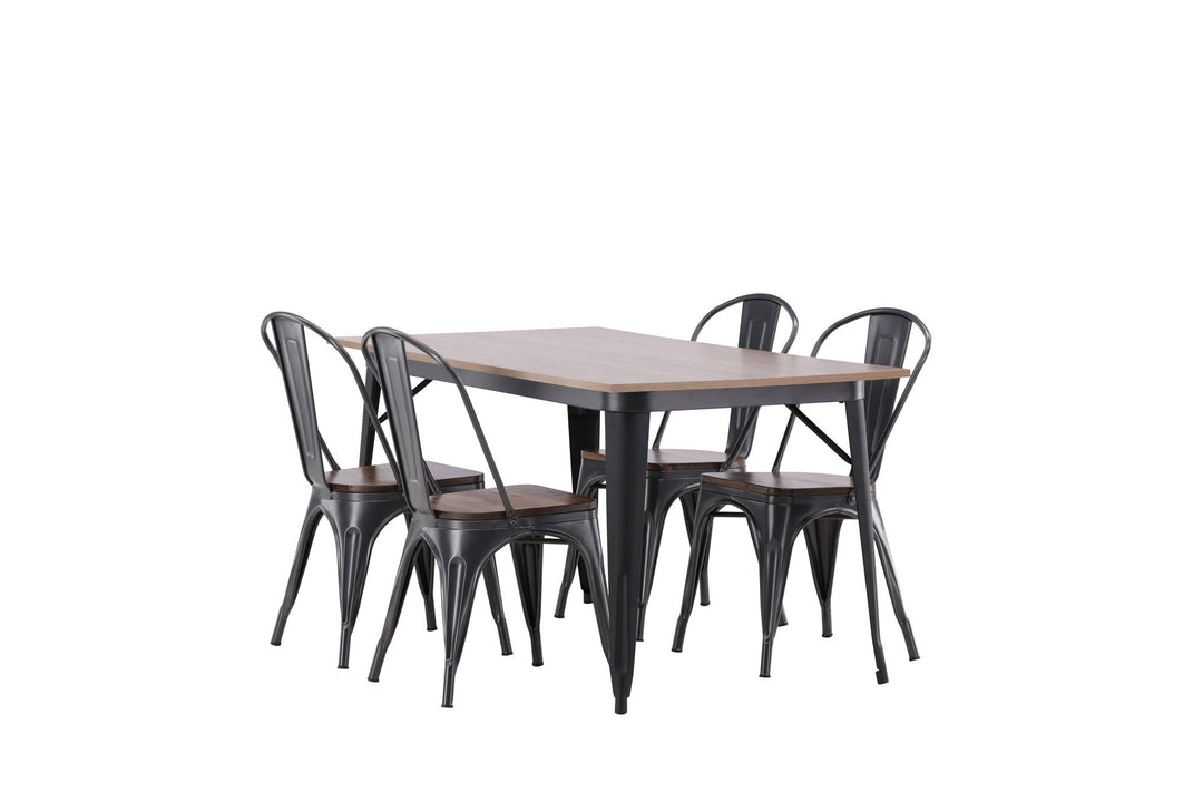 Venture Home Tempe Dining Table - Black / Walnut MDF +Tempe Dining Chair - Dark grey / Dark Brown MDF _4