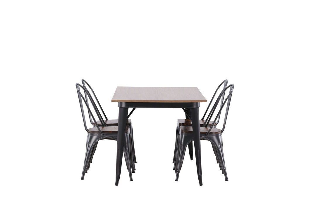 Venture Home Tempe Dining Table - Black / Walnut MDF +Tempe Dining Chair - Dark grey / Dark Brown MDF _4