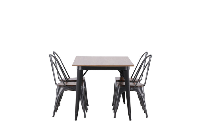 Venture Home Tempe Dining Table - Black / Walnut MDF +Tempe Dining Chair - Dark grey / Dark Brown MDF _4