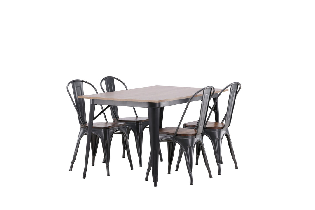 Venture Home Tempe Dining Table - Black / Walnut MDF +Tempe Dining Chair - Dark grey / Dark Brown MDF _4
