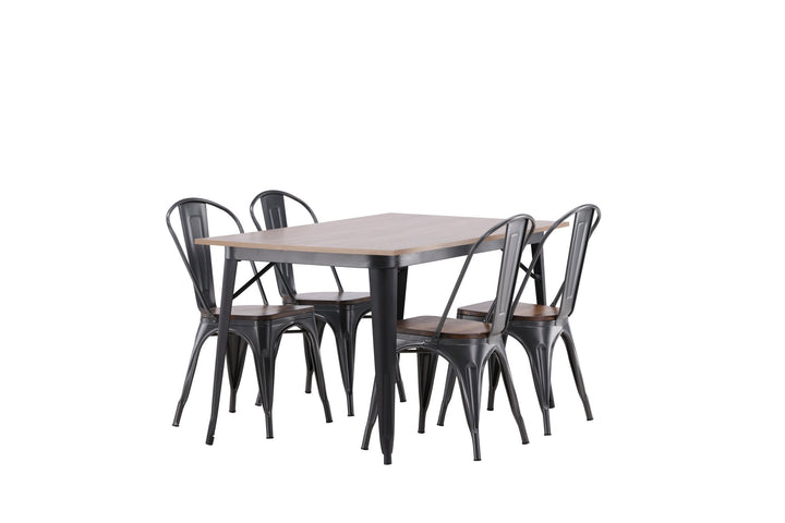 Venture Home Tempe Dining Table - Black / Walnut MDF +Tempe Dining Chair - Dark grey / Dark Brown MDF _4