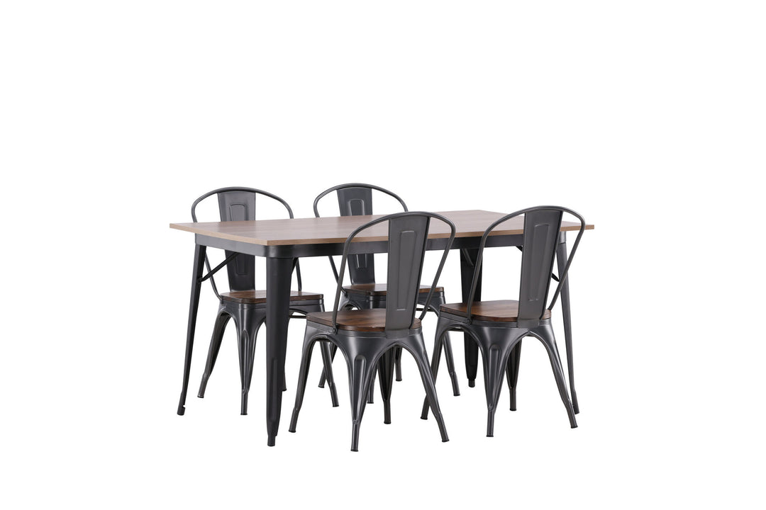 Venture Home Tempe Dining Table - Black / Walnut MDF +Tempe Dining Chair - Dark grey / Dark Brown MDF _4