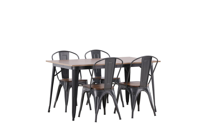 Venture Home Tempe Dining Table - Black / Walnut MDF +Tempe Dining Chair - Dark grey / Dark Brown MDF _4