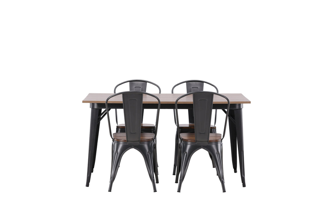 Venture Home Tempe Dining Table - Black / Walnut MDF +Tempe Dining Chair - Dark grey / Dark Brown MDF _4