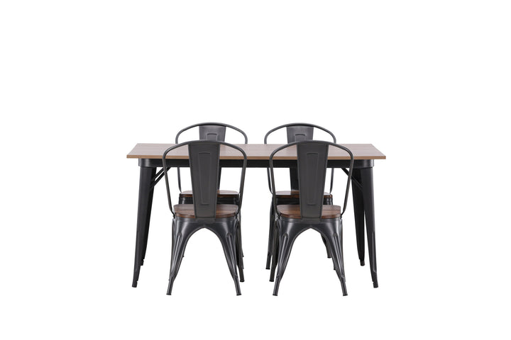 Venture Home Tempe Dining Table - Black / Walnut MDF +Tempe Dining Chair - Dark grey / Dark Brown MDF _4