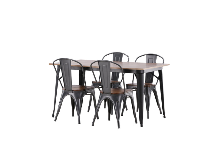 Venture Home Tempe Dining Table - Black / Walnut MDF +Tempe Dining Chair - Dark grey / Dark Brown MDF _4