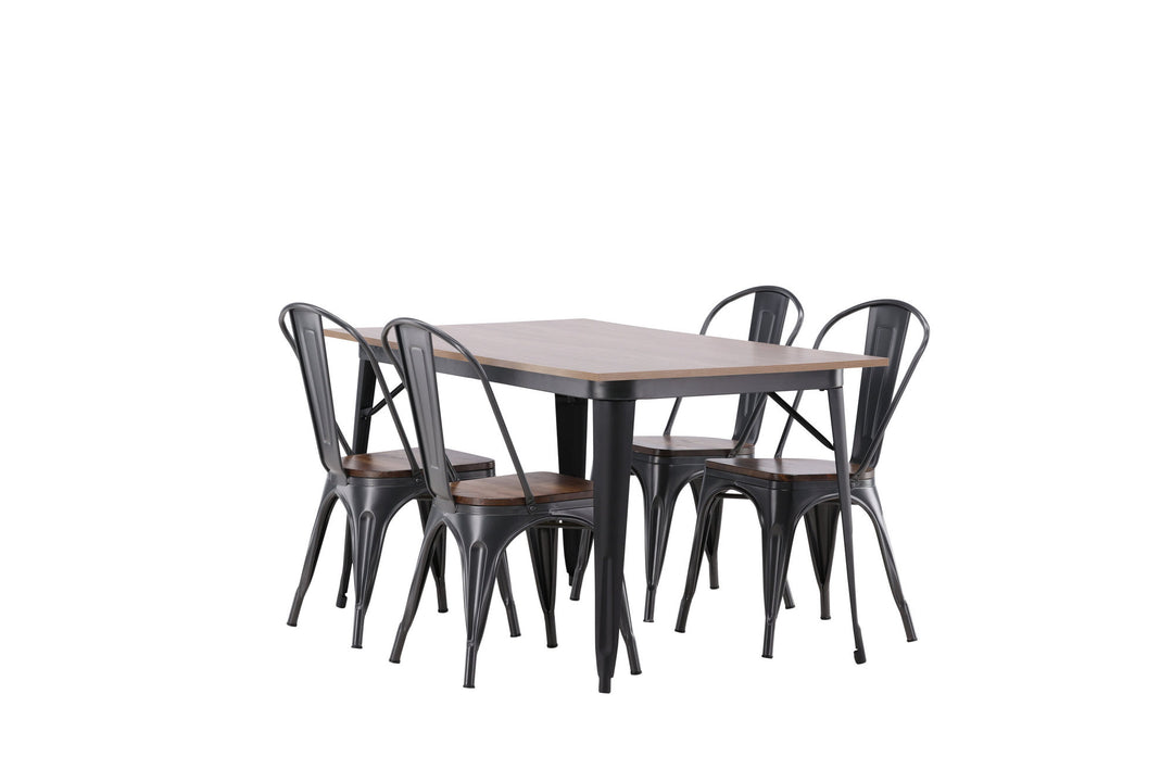 Venture Home Tempe Dining Table - Black / Walnut MDF +Tempe Dining Chair - Dark grey / Dark Brown MDF _4