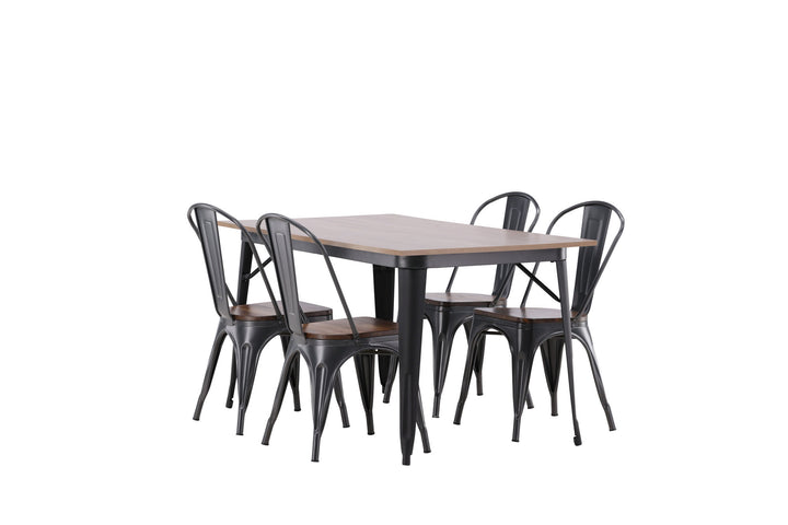 Venture Home Tempe Dining Table - Black / Walnut MDF +Tempe Dining Chair - Dark grey / Dark Brown MDF _4