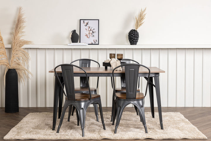 Venture Home Tempe Dining Table - Black / Walnut MDF +Tempe Dining Chair - Dark grey / Dark Brown MDF _4