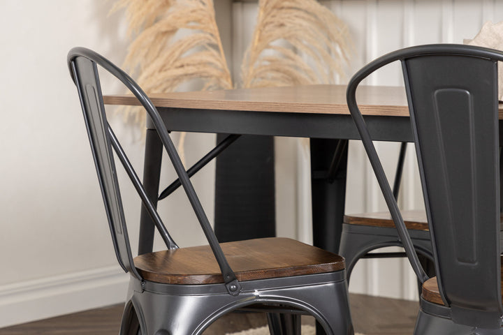 Venture Home Tempe Dining Table - Black / Walnut MDF +Tempe Dining Chair - Dark grey / Dark Brown MDF _4