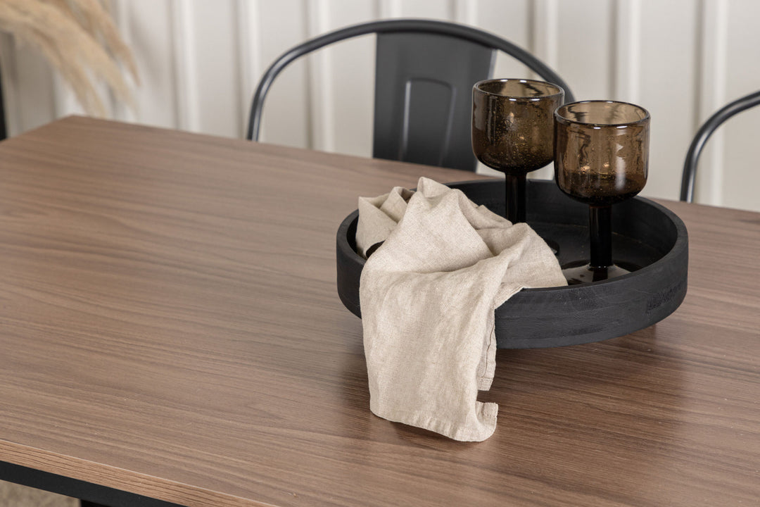 Venture Home Tempe Dining Table - Black / Walnut MDF +Tempe Dining Chair - Dark grey / Dark Brown MDF _4