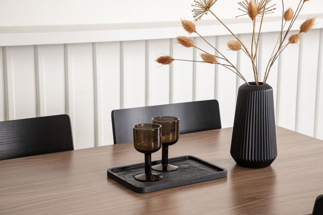Venture Home Tempe Dining Table - Black / Walnut MDF +Montros Dining Chair - Natural / Natural Rubberwood _4