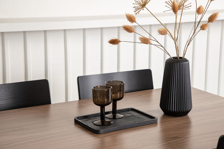 Venture Home Tempe Dining Table - Black / Walnut MDF +Montros Dining Chair - Natural / Natural Rubberwood _4