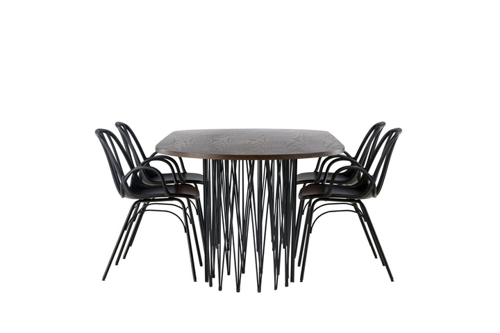Venture Home Stone oval Dining Table - Black / Mocca Veneer +Dyrön Dining Chair - Black Polypropylene _4