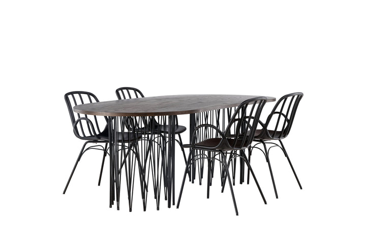 Venture Home Stone oval Dining Table - Black / Mocca Veneer +Dyrön Dining Chair - Black Polypropylene _4