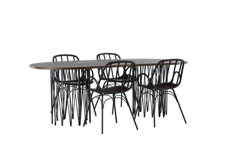 Venture Home Stone oval Dining Table - Black / Mocca Veneer +Dyrön Dining Chair - Black Polypropylene _4