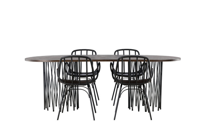 Venture Home Stone oval Dining Table - Black / Mocca Veneer +Dyrön Dining Chair - Black Polypropylene _4
