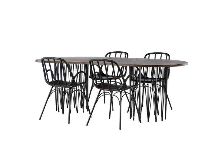 Venture Home Stone oval Dining Table - Black / Mocca Veneer +Dyrön Dining Chair - Black Polypropylene _4