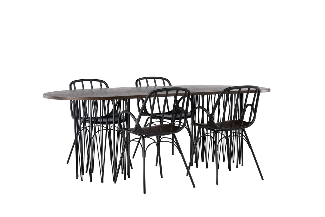 Venture Home Stone oval Dining Table - Black / Mocca Veneer +Dyrön Dining Chair - Black Polypropylene _4