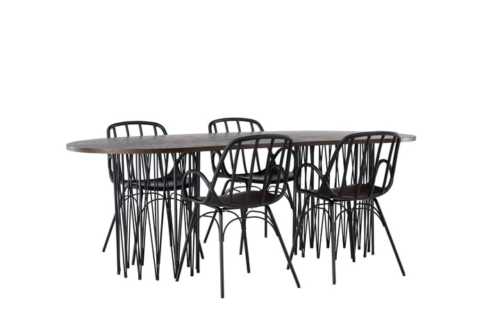 Venture Home Stone oval Dining Table - Black / Mocca Veneer +Dyrön Dining Chair - Black Polypropylene _4