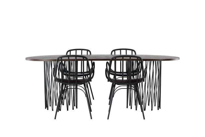 Venture Home Stone oval Dining Table - Black / Mocca Veneer +Dyrön Dining Chair - Black Polypropylene _4
