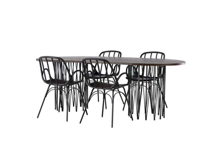 Venture Home Stone oval Dining Table - Black / Mocca Veneer +Dyrön Dining Chair - Black Polypropylene _4