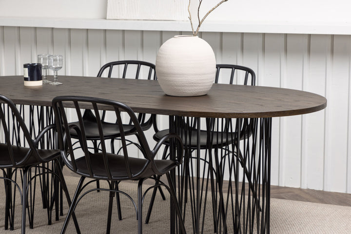 Venture Home Stone oval Dining Table - Black / Mocca Veneer +Dyrön Dining Chair - Black Polypropylene _4