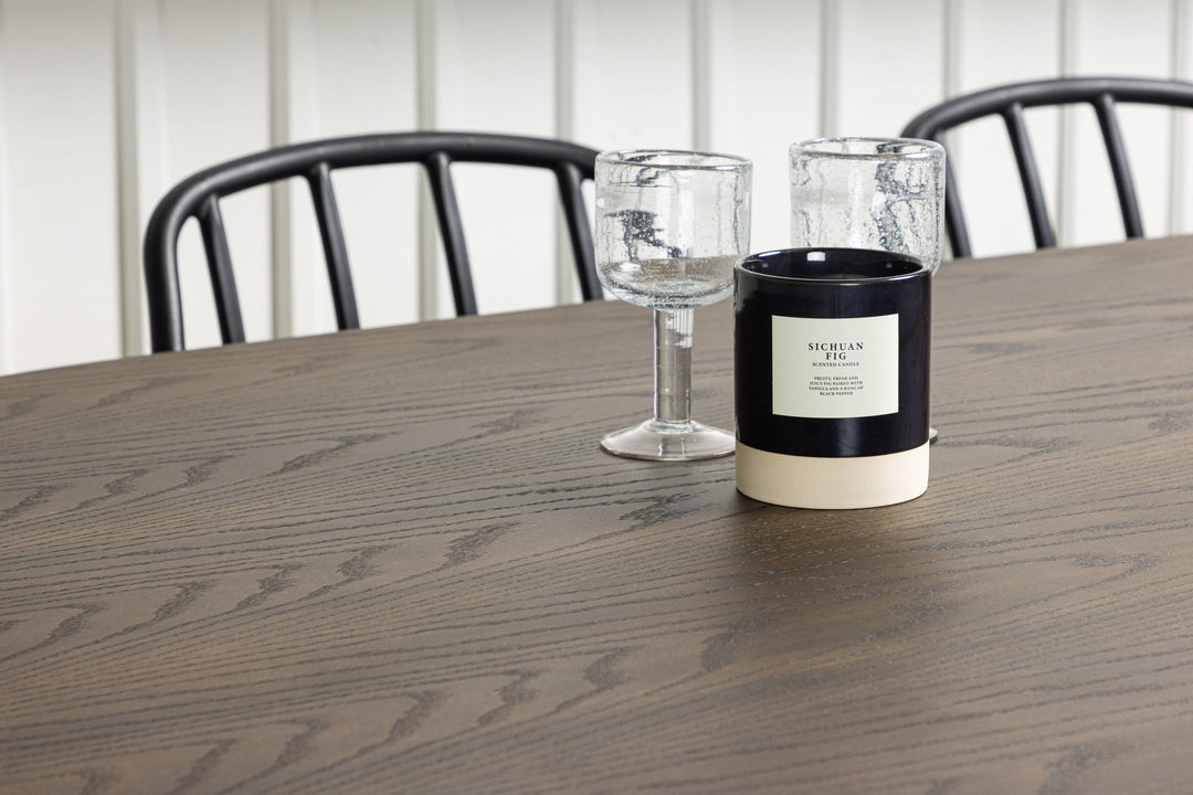 Venture Home Stone oval Dining Table - Black / Mocca Veneer +Dyrön Dining Chair - Black Polypropylene _4