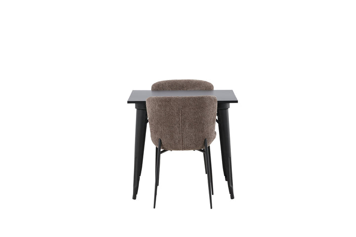 Venture Home Tempe Dining Table - Black / Black MDF +Modesto Dining Chair - Grey / Smoked Black Boucle _2