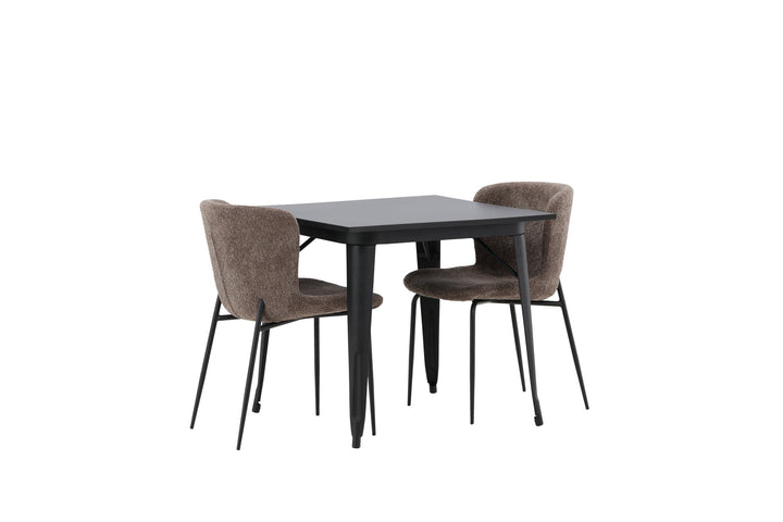 Venture Home Tempe Dining Table - Black / Black MDF +Modesto Dining Chair - Grey / Smoked Black Boucle _2