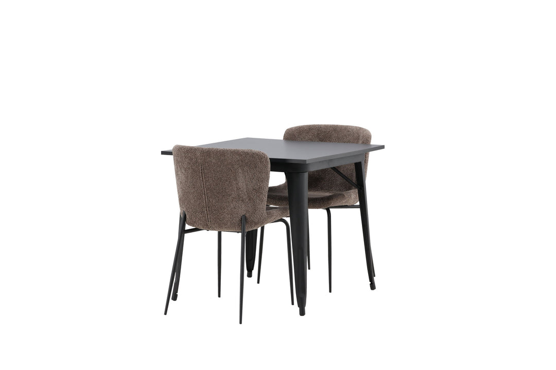 Venture Home Tempe Dining Table - Black / Black MDF +Modesto Dining Chair - Grey / Smoked Black Boucle _2
