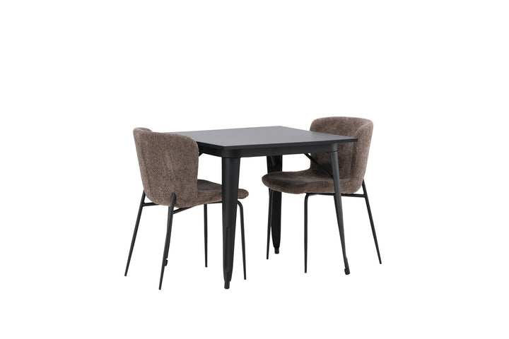Venture Home Tempe Dining Table - Black / Black MDF +Modesto Dining Chair - Grey / Smoked Black Boucle _2