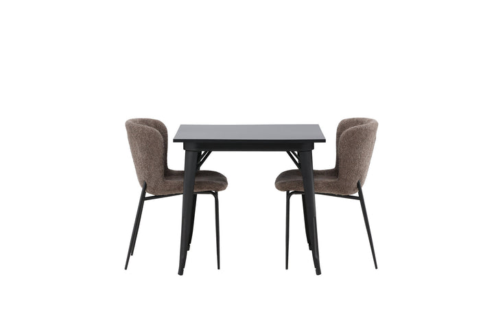 Venture Home Tempe Dining Table - Black / Black MDF +Modesto Dining Chair - Grey / Smoked Black Boucle _2