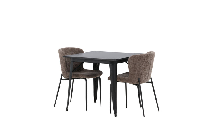 Venture Home Tempe Dining Table - Black / Black MDF +Modesto Dining Chair - Grey / Smoked Black Boucle _2