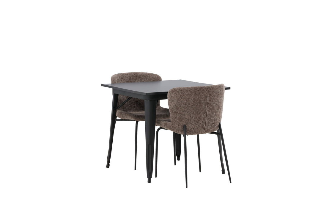 Venture Home Tempe Dining Table - Black / Black MDF +Modesto Dining Chair - Grey / Smoked Black Boucle _2