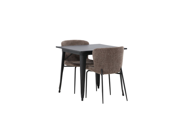 Venture Home Tempe Dining Table - Black / Black MDF +Modesto Dining Chair - Grey / Smoked Black Boucle _2
