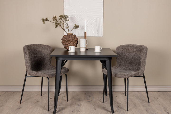 Venture Home Tempe Dining Table - Black / Black MDF +Modesto Dining Chair - Grey / Smoked Black Boucle _2