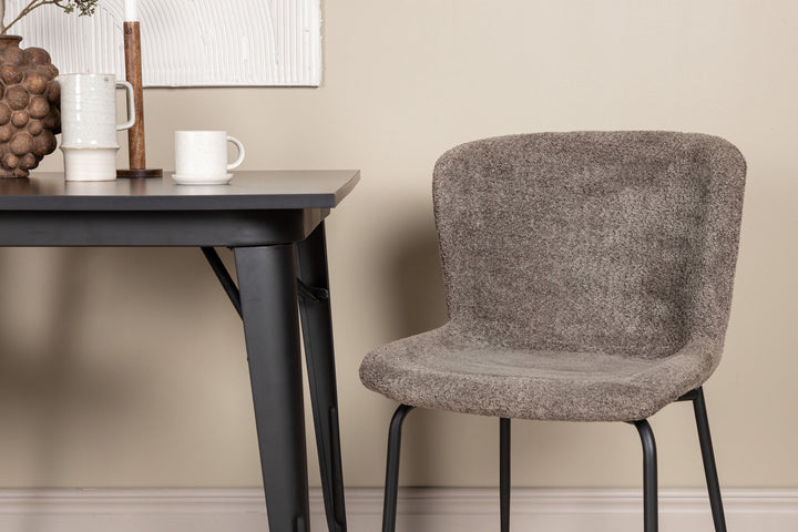 Venture Home Tempe Dining Table - Black / Black MDF +Modesto Dining Chair - Grey / Smoked Black Boucle _2
