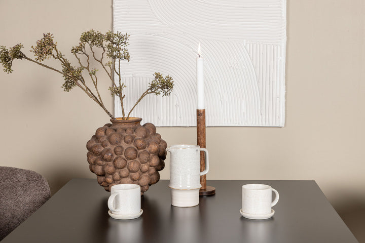 Venture Home Tempe Dining Table - Black / Black MDF +Modesto Dining Chair - Grey / Smoked Black Boucle _2