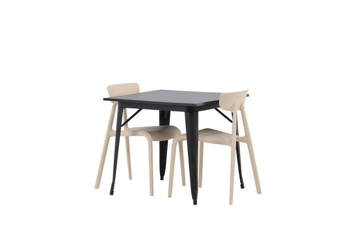 Venture Home Tempe Dining Table - Black / Black MDF +Ursholmen Dining Chair - Nature/beige Polypropylene _2