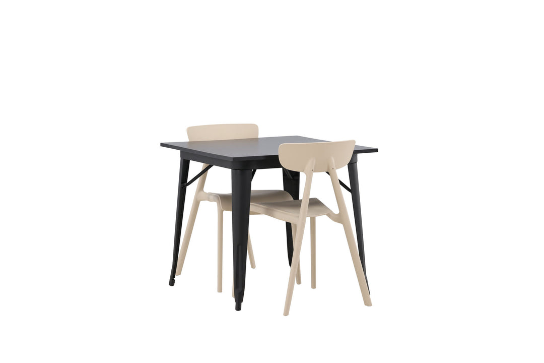 Venture Home Tempe Dining Table - Black / Black MDF +Ursholmen Dining Chair - Nature/beige Polypropylene _2