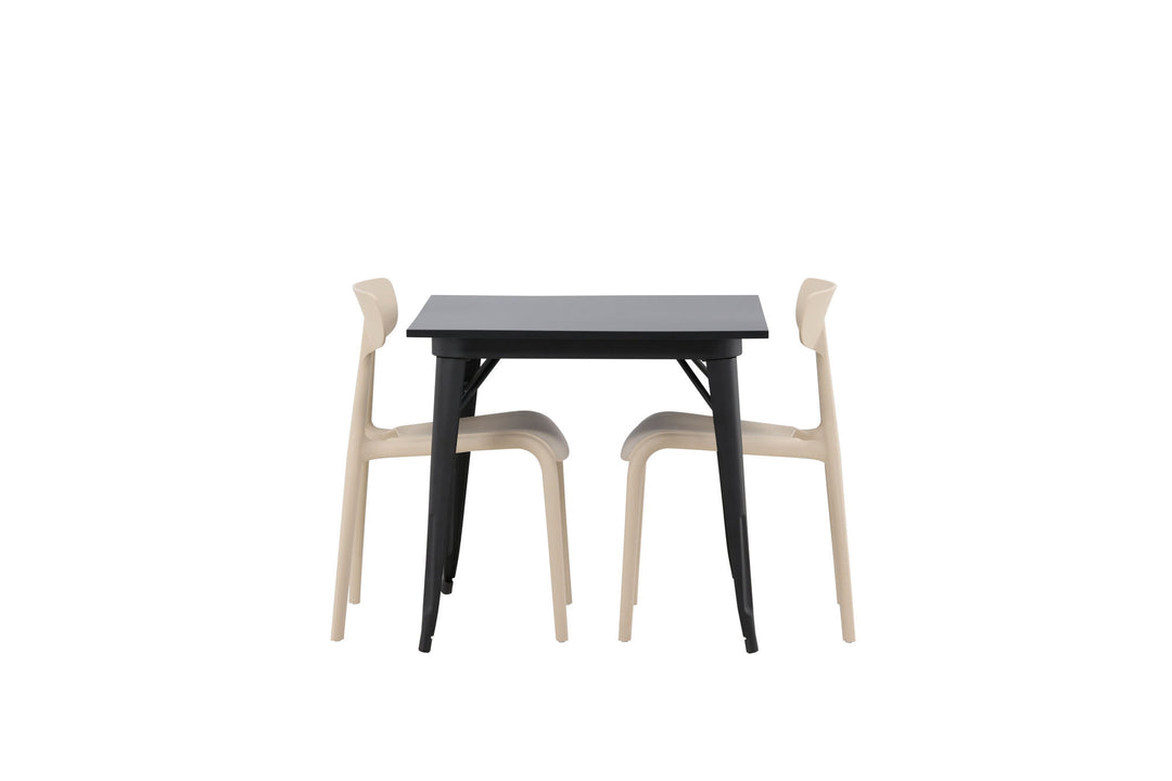 Venture Home Tempe Dining Table - Black / Black MDF +Ursholmen Dining Chair - Nature/beige Polypropylene _2