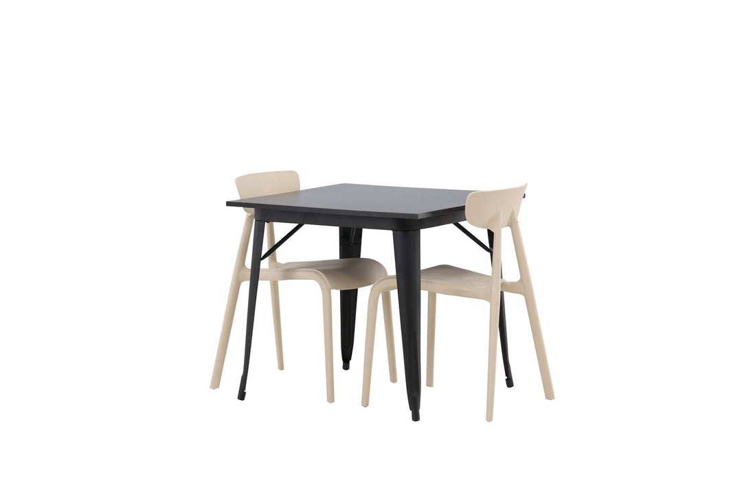 Venture Home Tempe Dining Table - Black / Black MDF +Ursholmen Dining Chair - Nature/beige Polypropylene _2