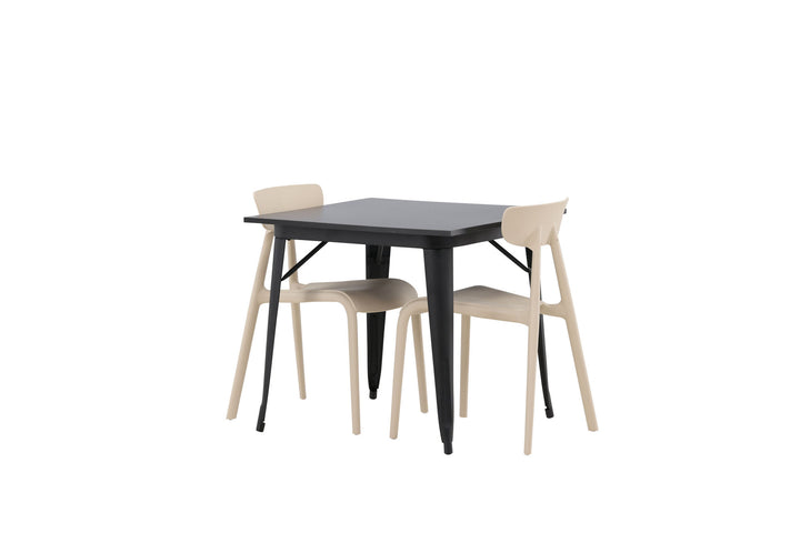 Venture Home Tempe Dining Table - Black / Black MDF +Ursholmen Dining Chair - Nature/beige Polypropylene _2