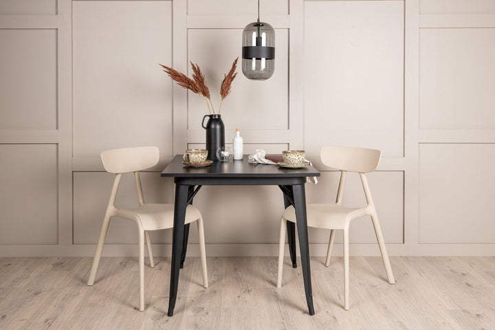 Venture Home Tempe Dining Table - Black / Black MDF +Ursholmen Dining Chair - Nature/beige Polypropylene _2