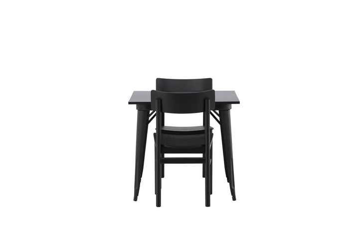 Venture Home Tempe Dining Table - Black / Black MDF +Montros Dining Chair - Natural / Natural Rubberwood _2