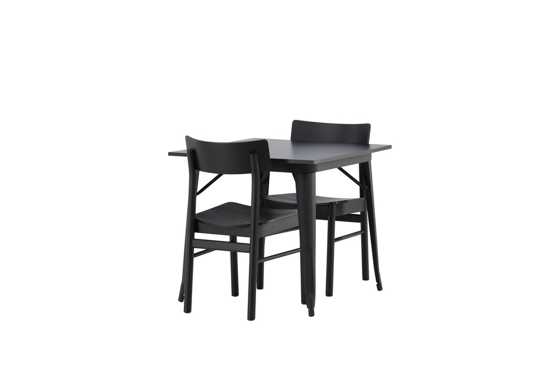 Venture Home Tempe Dining Table - Black / Black MDF +Montros Dining Chair - Natural / Natural Rubberwood _2
